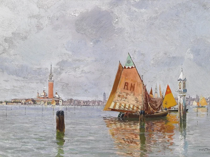 1861-Carlo Brancaccio - Barche da pesca nella laguna di Venezia